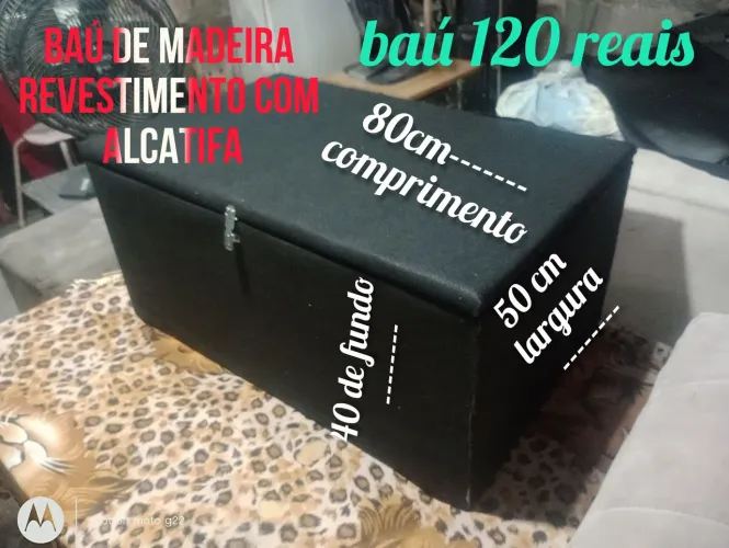 baú de madeira novo ele e grande usa como armario tbm coberto com alcatifa preto 120 real