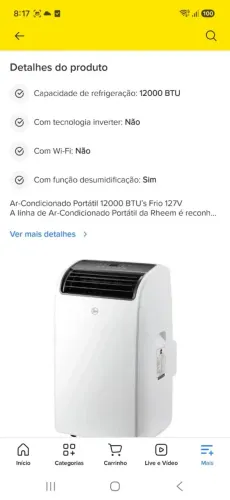 Ar condicionado portátil à venda, como novo, usado apenas duas vezes.