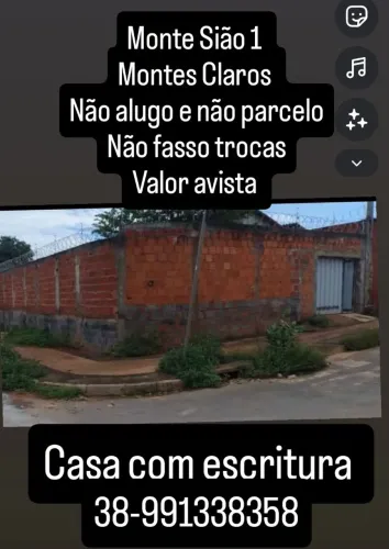 Vendo casa no monte Sião1 documentada só avista