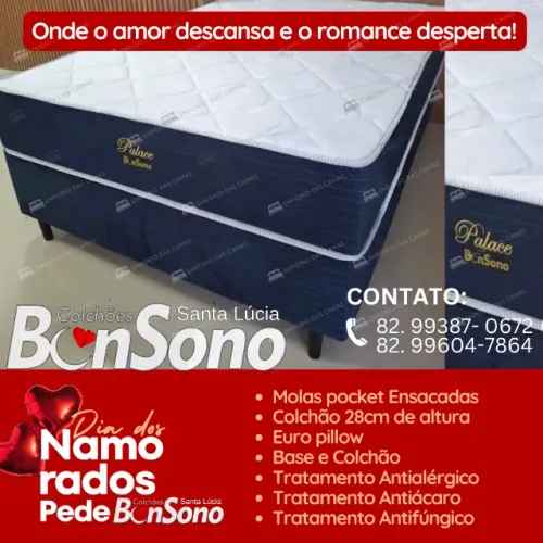 Cama casal R$ 1.219 queen size R$ 1.629 Bonsono palace Base bipartida e colchão 