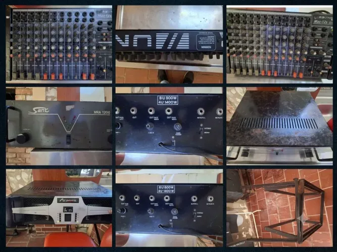 Kit som profissional completo - Mesa UNIC 12 ch + amplificadores (SANK E APPOTEK) +Rack