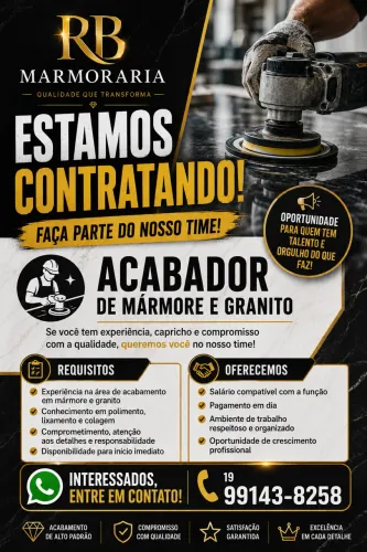 ? ESTAMOS CONTRATANDO! ? Acabador de Mármore e Granito