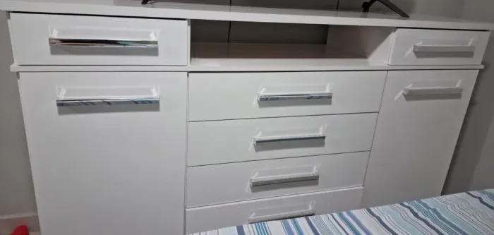 Cômoda 2 Portas 7 Gavetas Branco