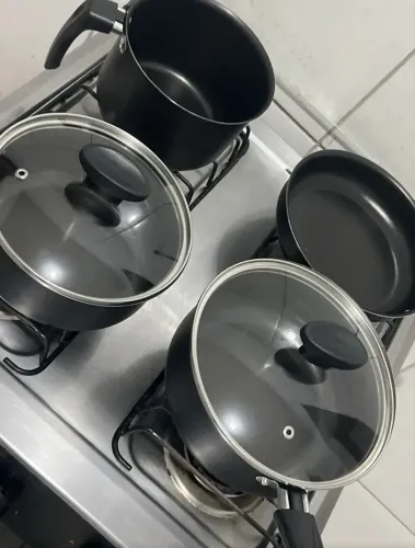Conjunto De Panelas Teflon Antiaderente Preto 4 Peças
