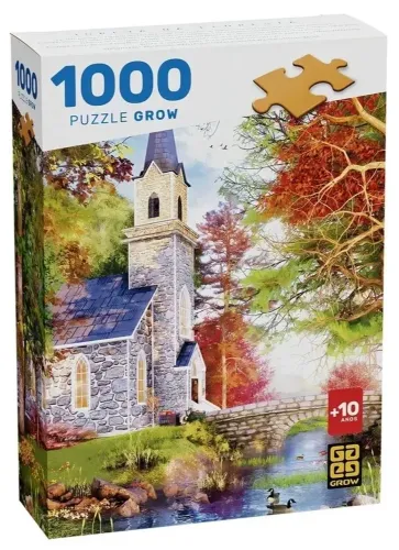 Quebra-Cabeça Grow Igreja na Floresta 1000 Peças - Completo