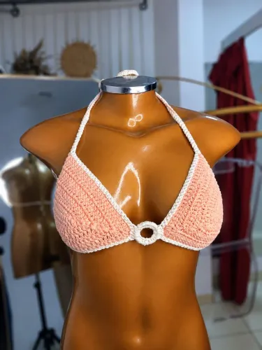 Biquíni de Crochê Feminino Artesanal Moda Praia Top