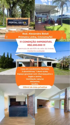 Casa Condominio fechado-pronta para morar com 1 Suite e 2 Demi- Suítes Primeira Linha/ Cri
