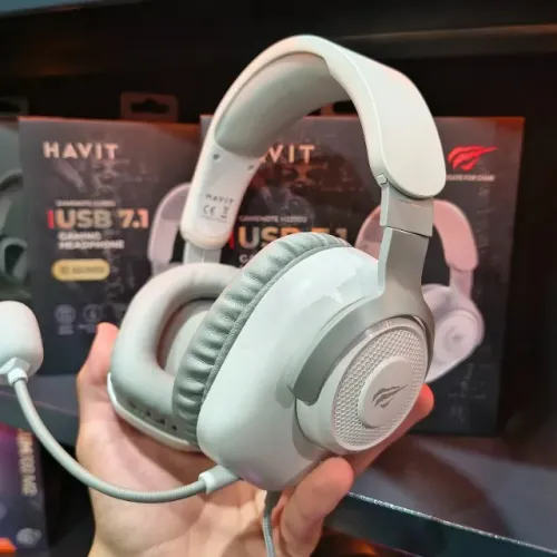 Headset Gamer Branco Havit H2230u Usb 7.1 Com Microfone Removivel