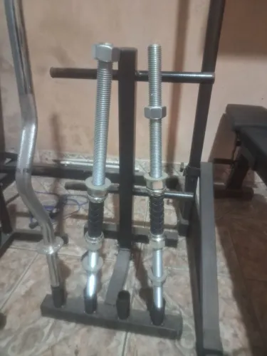 Par de barras de 60 cm para montagem de Halter + suporte para anilhas (Leia a descrição)