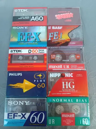 Fita k7 virgens lote 10 unidades tdk sony maxell