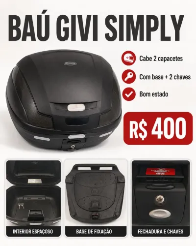Baú GIVI Simply Grande - Cabe 2 Capacetes
