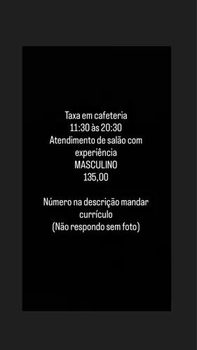 TAXA MASCULINO CAFETERIA COM EXPERIÊNCIA