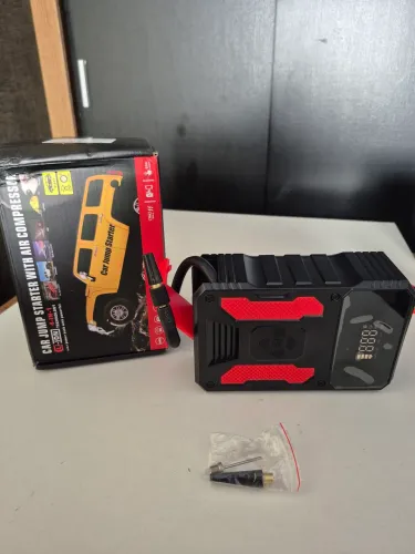 Auxiliar de Partida Multifuncional para Carro e Moto com Compressor de Ar Digital