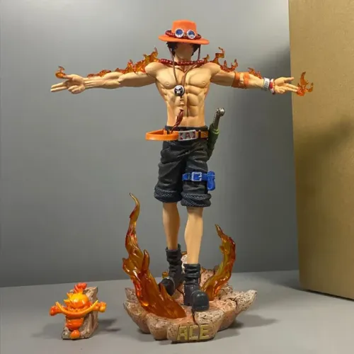Action Figure Portgas D. Ace + Símbolo do Barba Branca - Figura de Ação - Suporte com Led