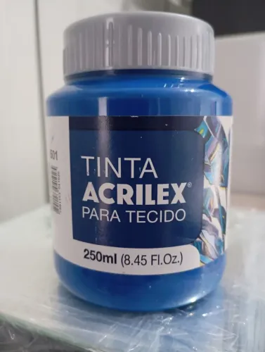 Tinta para tecido ACRILEX 250ml azul turquesa.