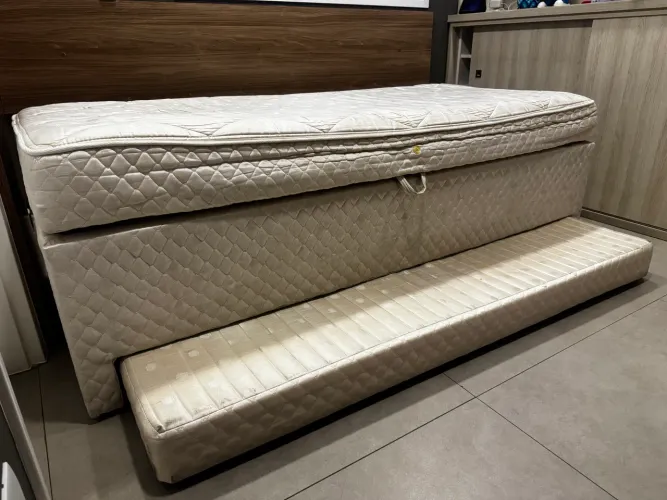 Cama box solteiro baú + cama auxiliar!