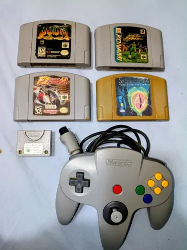 Lote de Nintendo 64 Jogos, Controle e Controller pack