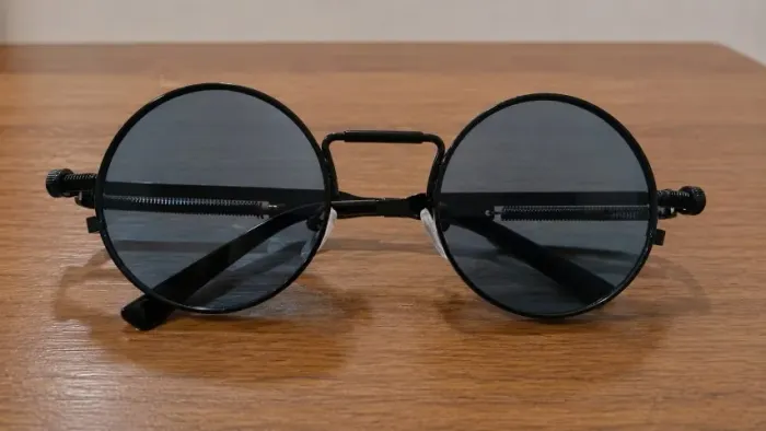1 Par de Oculos Redondos de Moda Steampunk de Metal Novos para Homens