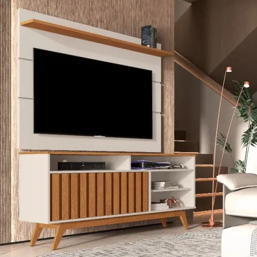 Conjunto Rack Ripado + Painel 1.36m para TV até 50'' ! Frete + montagem grátis.