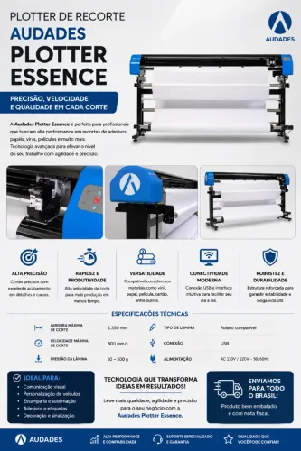 Maquina plotter de recorte modelo Audaces Plotter Essence com algumas folhas de impressão
