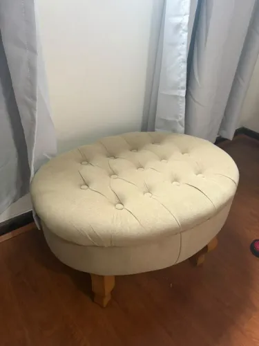 Puff / Banqueta Estofada Capitonê - Bege