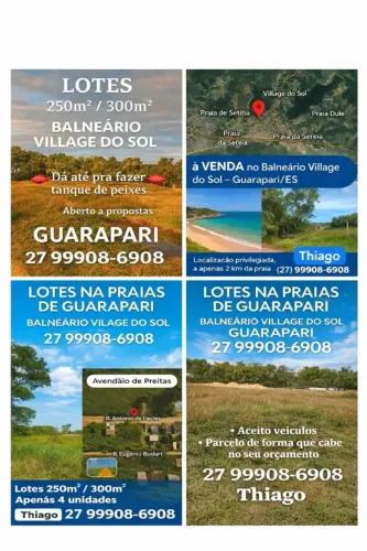 Praia Guarapari, Lotes Escriturados, Balneário Village Sol, da Tanque Peixe, parcelo troco