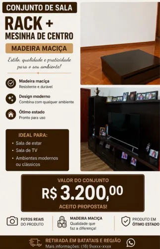 Estante de sala com mesa de centro conjunto lindo