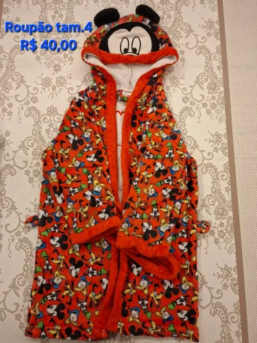 Roupão de fleece do Mickey tam.4