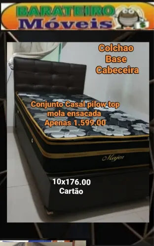 Conjunto colchao casal base cabeceira