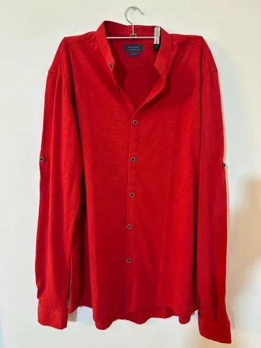 camisa social de algodão masculina Zara vermelha tamanho L