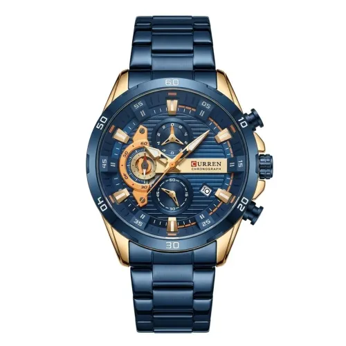 Relógio Curren Azul com Dourado