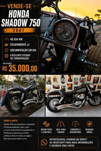 Vendo Honda Shadow 750 - Excelente Estado e Pronta para Rodar