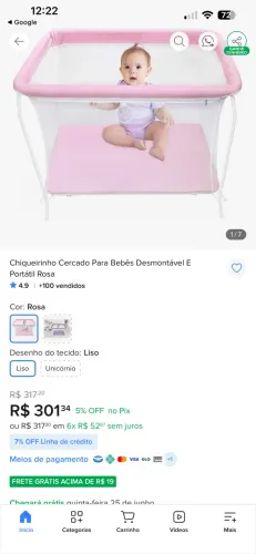 Vendo cercadinho de bebê Rosa