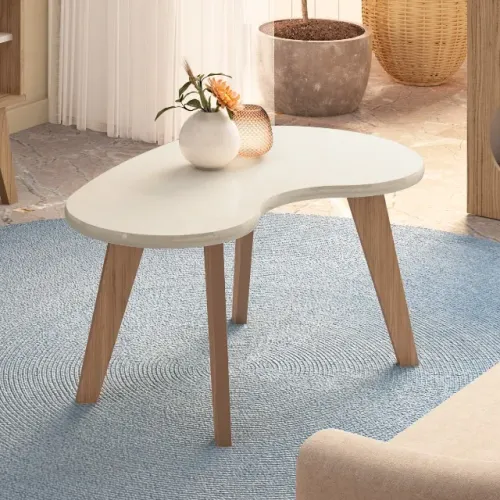 Mesa de Centro Formato Orgânico Cor Off White
