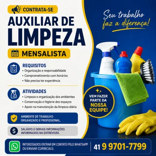AUXILIAR DE LIMPEZA / CONTRATA-SE