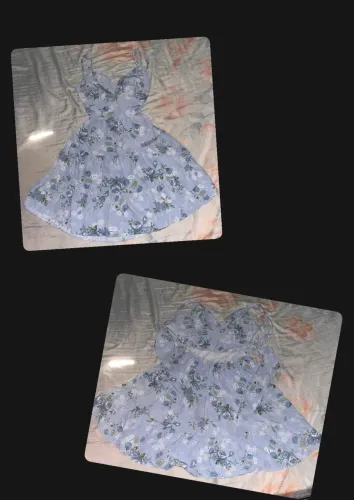 Vestido com forro, alças regulares, amarração atrás e sem bojo. 