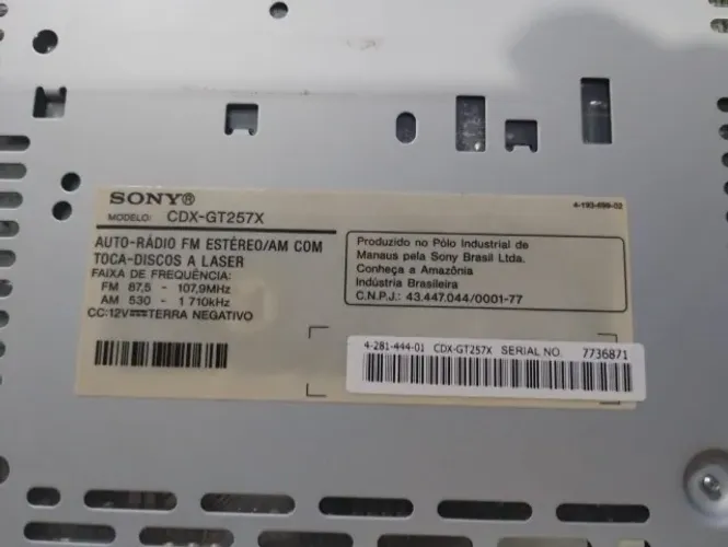 som automotivo SONY CDX-GT257X