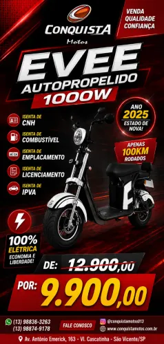 Evee Autopropelido 1000w 2025 | Apenas 100km