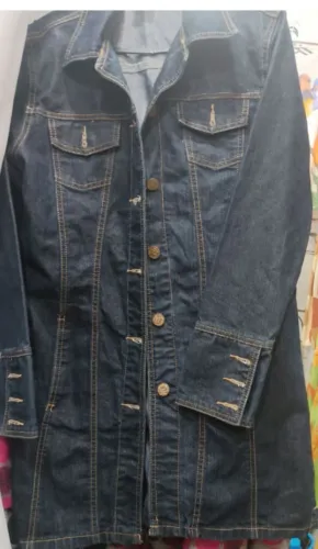 Jaqueta Jeans Longa Feminina Sobretudo Tamanho P Botões Elegante