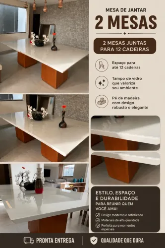 2 Mesas de Jantar 12 lugares 