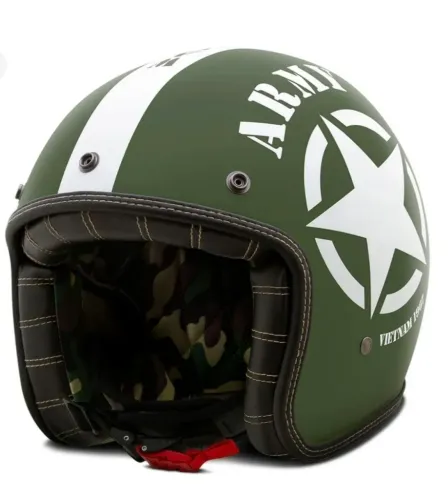 Capacete vintage verde militar fosco tamanho-60