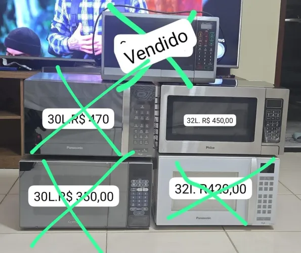 Microondas disponíveis (VALORES NA IMAGEM)