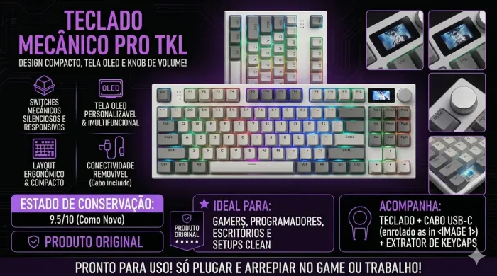 Teclado Mecânico Gamer 60% Attack Shark K86
