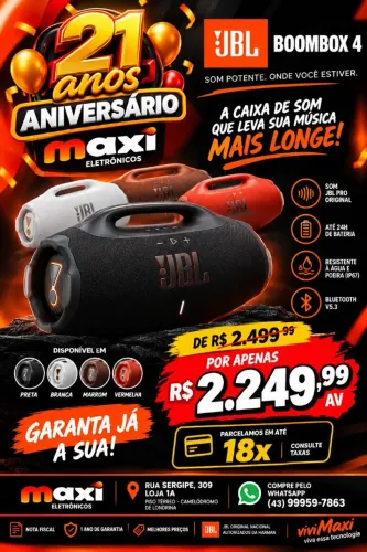 MEGA PROMOÇÃO DE ANIVERSÁRIO JBL BOOMBOX 4 VÁRIAS CORES ?