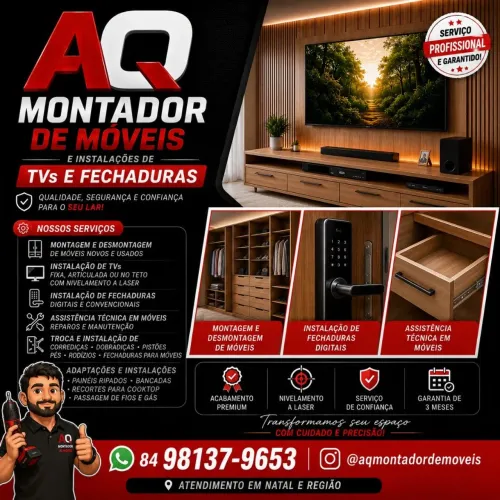 Montador de Móveis - Instalação de fechaduras digital - Instalação de TV