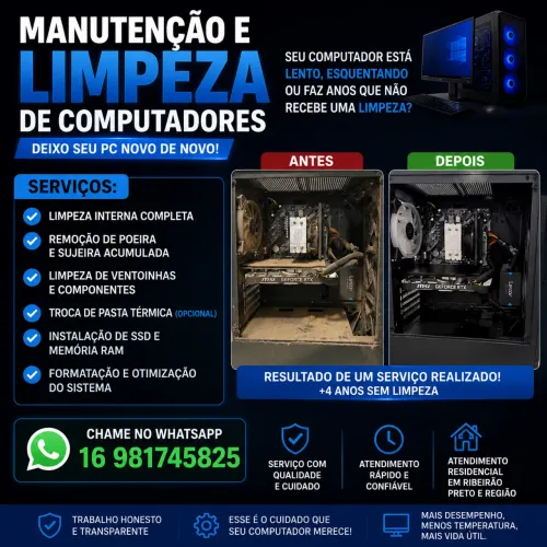 Limpeza de computador a Domicílio