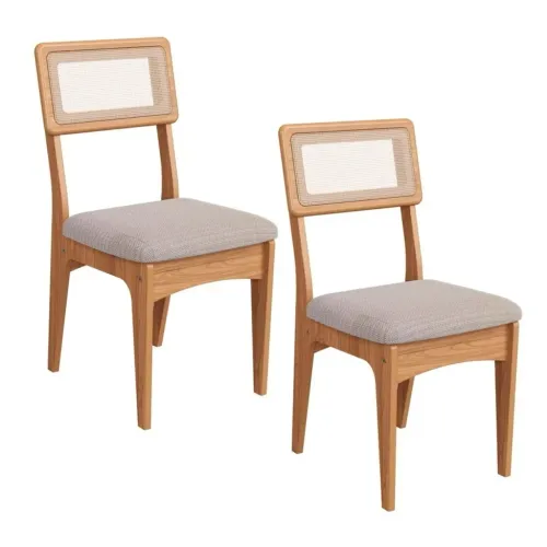 Kit 4 Cadeiras com 100% Mdf Freijó/Bege Claro J20 - Dalla Costa