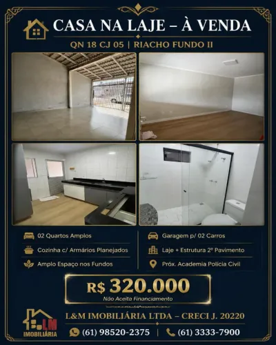 CASA NA LAJE À VENDA - QN 18 RIACHO FUNDO II | PRÓXIMO À ACADEMIA DA POLÍCIA CIVIL