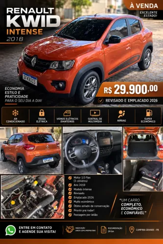 Renault Kwid Intense 1.0 Flex 12V 5P Mec. 2018