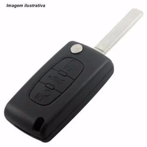 Chave Canivete Peugeot Carcaça 3 Botões Preto Alarme Automotivo